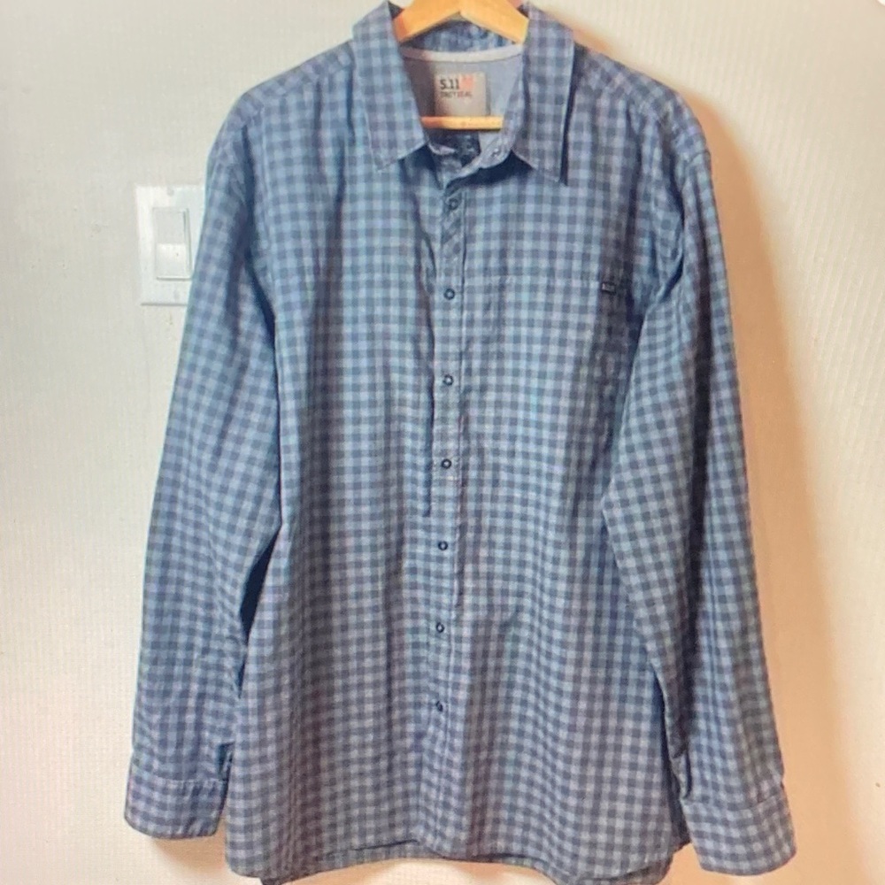 5.11 Tactical Men's Blue Plaid Button Down Shirt